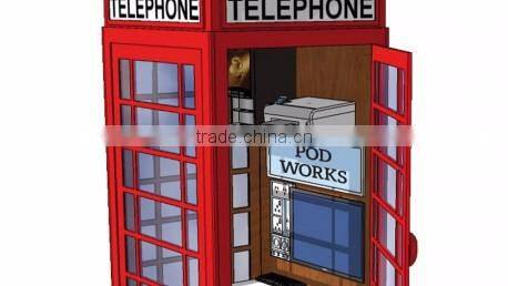 2014 metal public wall mirror red london antique telephone booth decoration for sale
