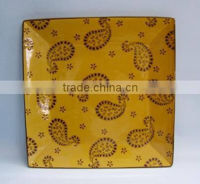 microwave unique design colored ceramic plate wholesale