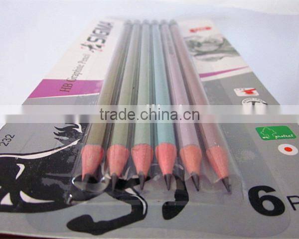 Graphite wood color pencil with eraser