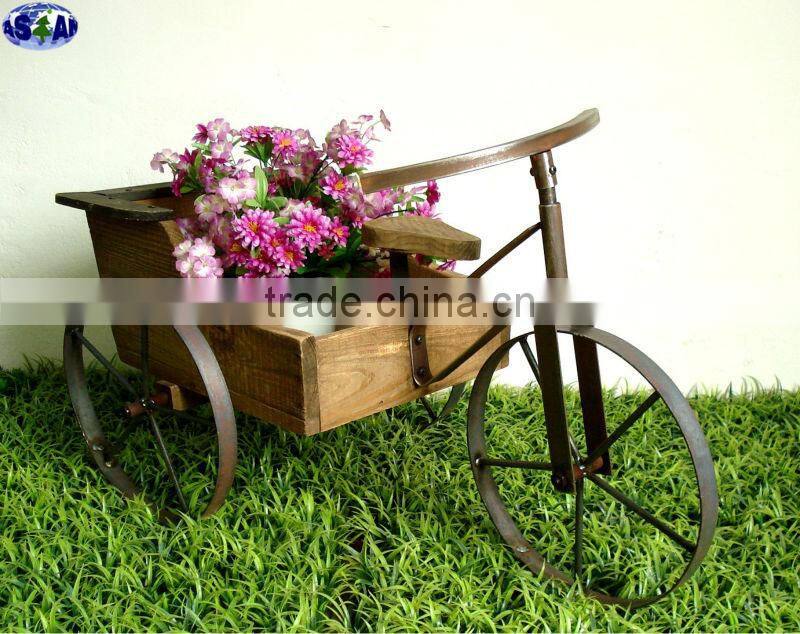 Mini wooden cart for flowers and plants