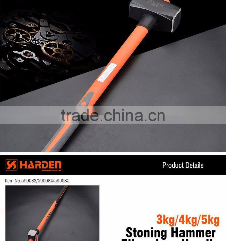 Professional 3kg Carbon Steel Stoning Stong Hammer With Long Flbreglass Handle