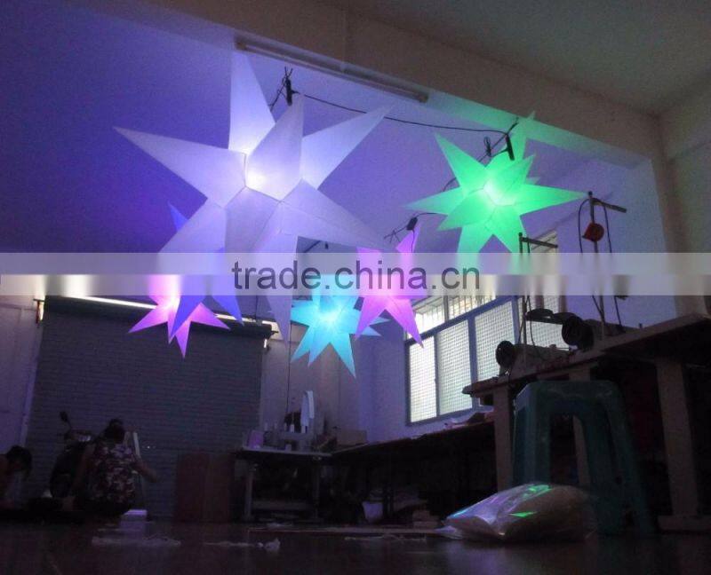 hot sale 3m inflatable hanging led lighting stars with led light