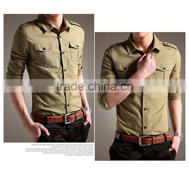 Military style dress shirt , 2016 Latest Shirts for men, 100% cotton western style dress shirt