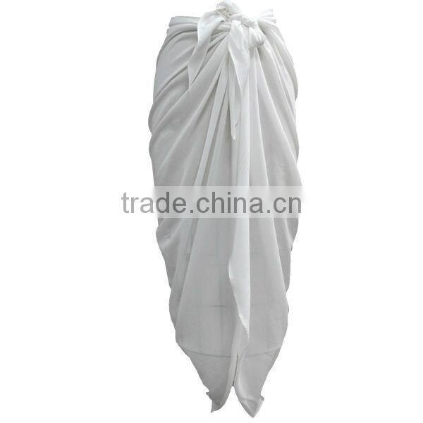 ankle length frill overall chiffon skirt with tie and uneven hem