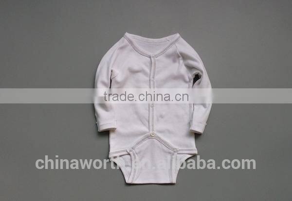 Kids summer plain 100%cotton Knitted baby rompers cotton with o-neck