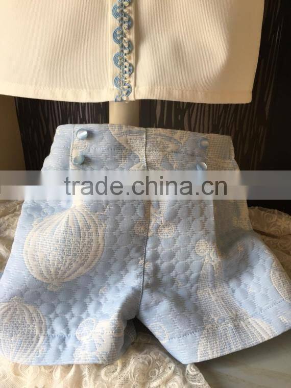 2017Kids Summer Outfit Baby Girls 2 Pcs Clothing Set Baby Falbala Top And Light Blue Short Set Newborn Girls Cotton Clothes Set