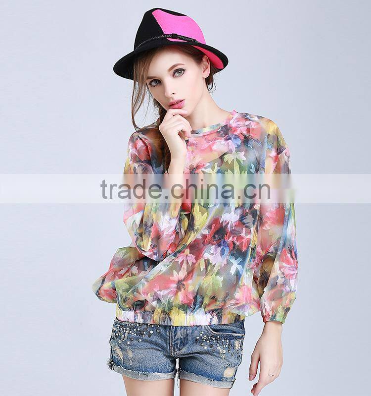 Hot sale summer new applique printed tops