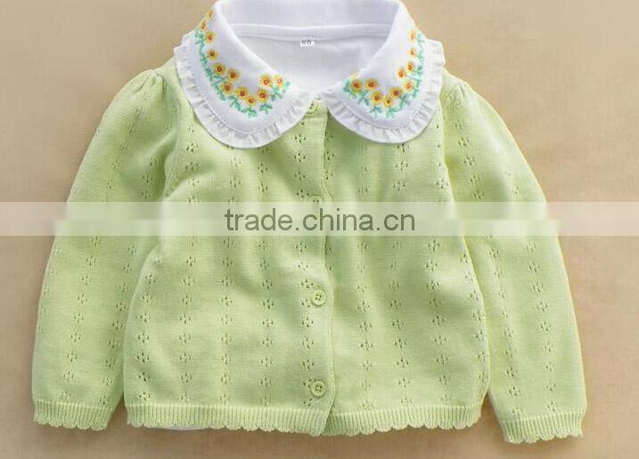 wholesale pure cotton crochet knitted button down new born little baby sweater