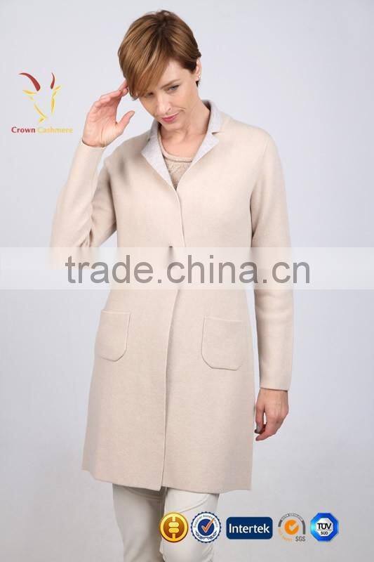 Women European Cashmere Wool Long Winter White Coats