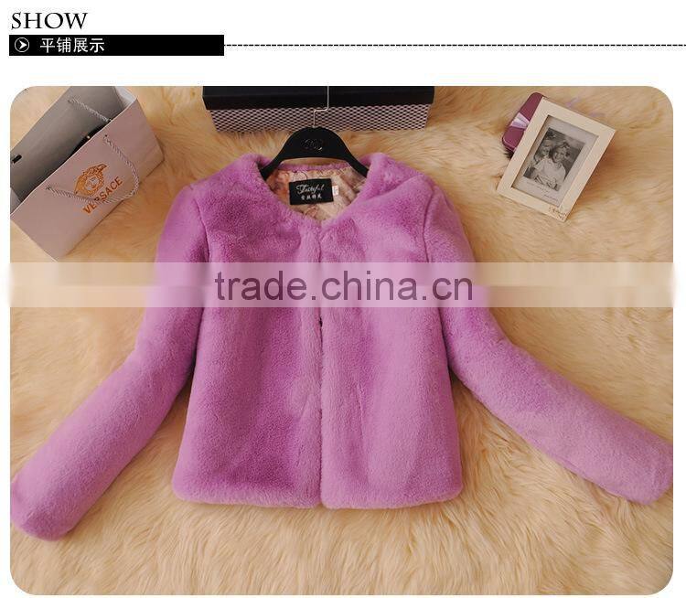 Winter woman fur coat girl rabbit fur solid brand Specials short jacket Rabbit Fur Coat