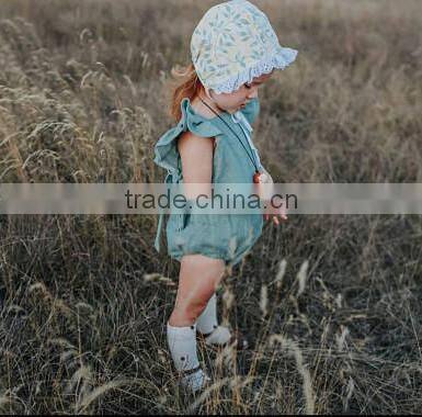 Baby Boutique Wholesale Baby Wear Clothes Best Quality Linen Fabric Baby Romper