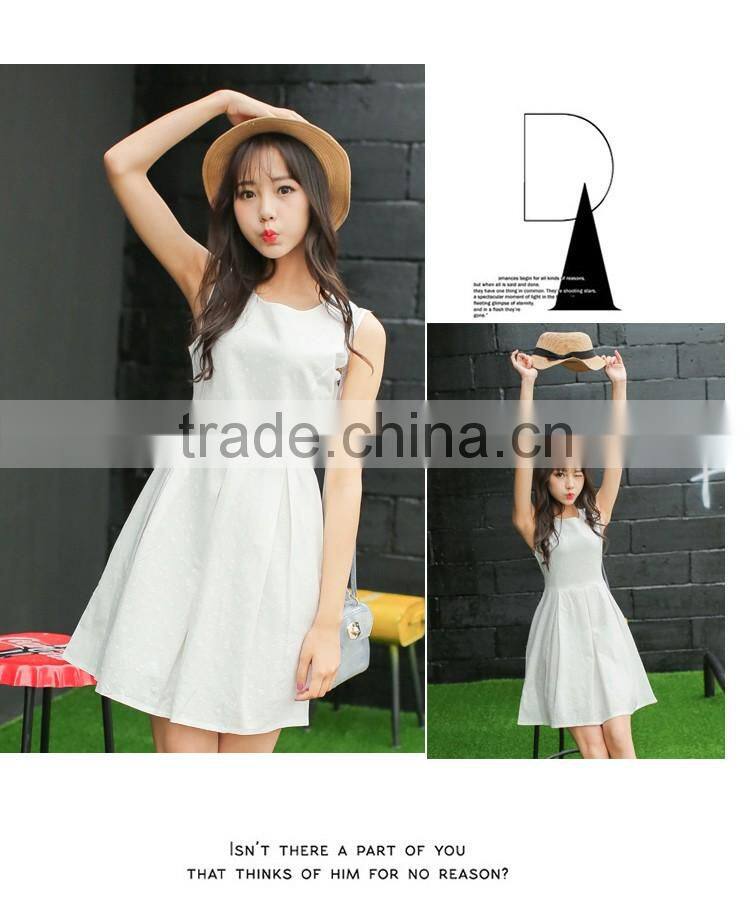 summer new design young lady dress fashion printed cotton linen A-LINE embroidered dress Sleeveless vest dress