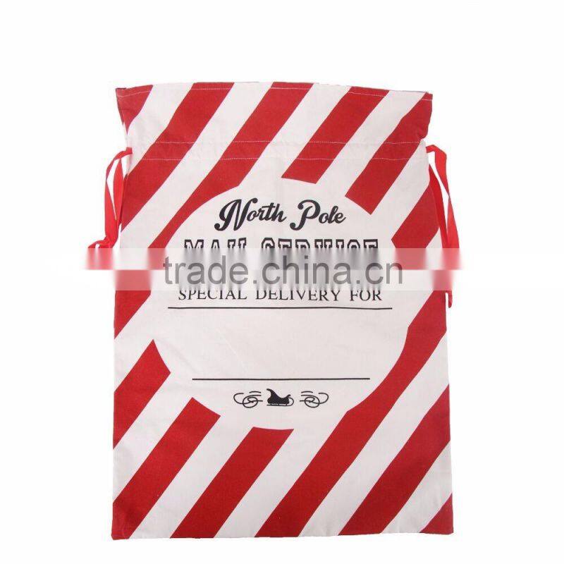 Wholesale drawstring Canvas Red Chevron Santa Sack