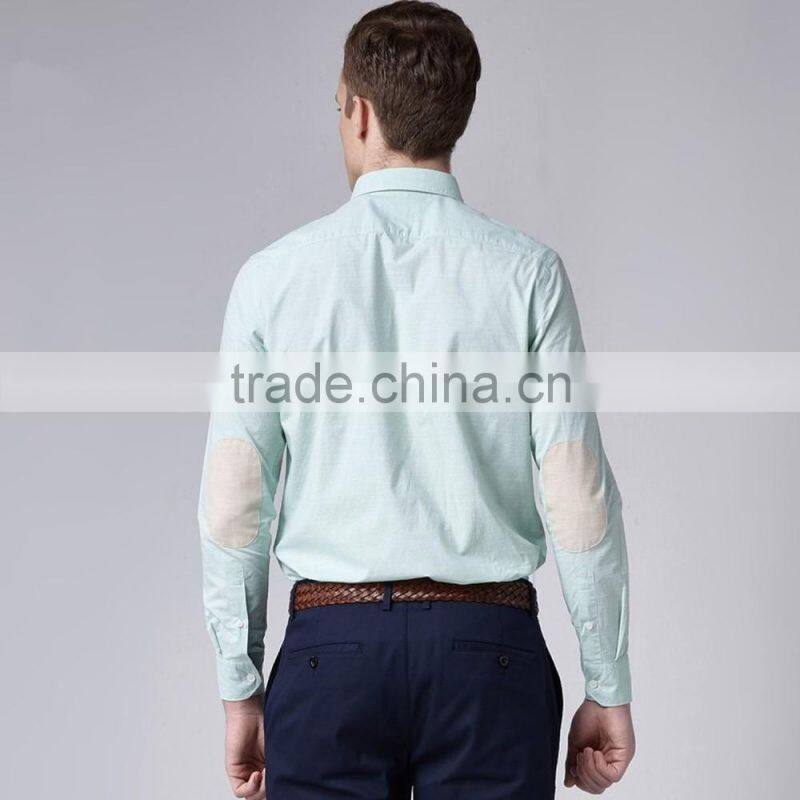 Men's stripe long sleeve Cotton and linen light blue shirt