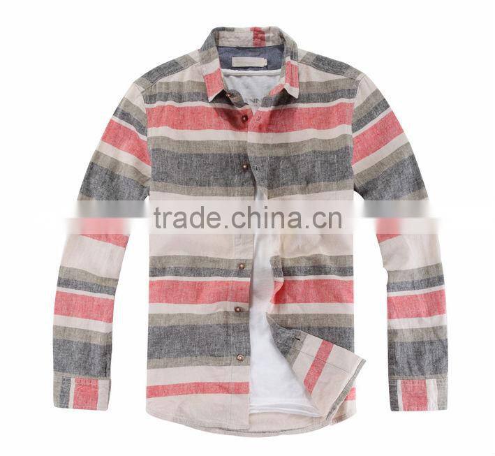 New fashion style young man linen & cotton Long sleeve men shirt