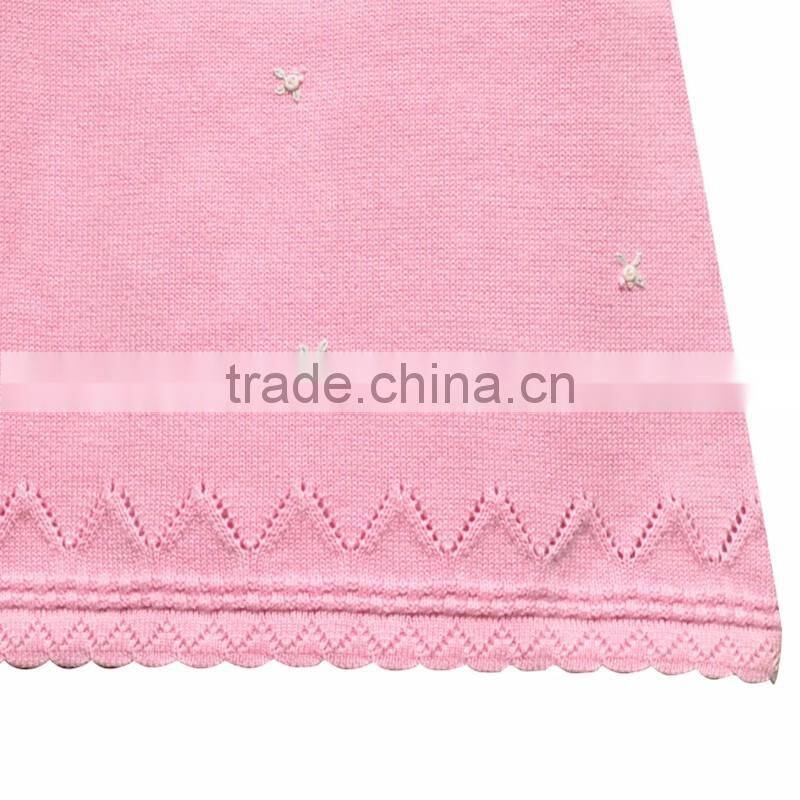 Round Neck Short Sleeve Cotton Knitting Girl Dress