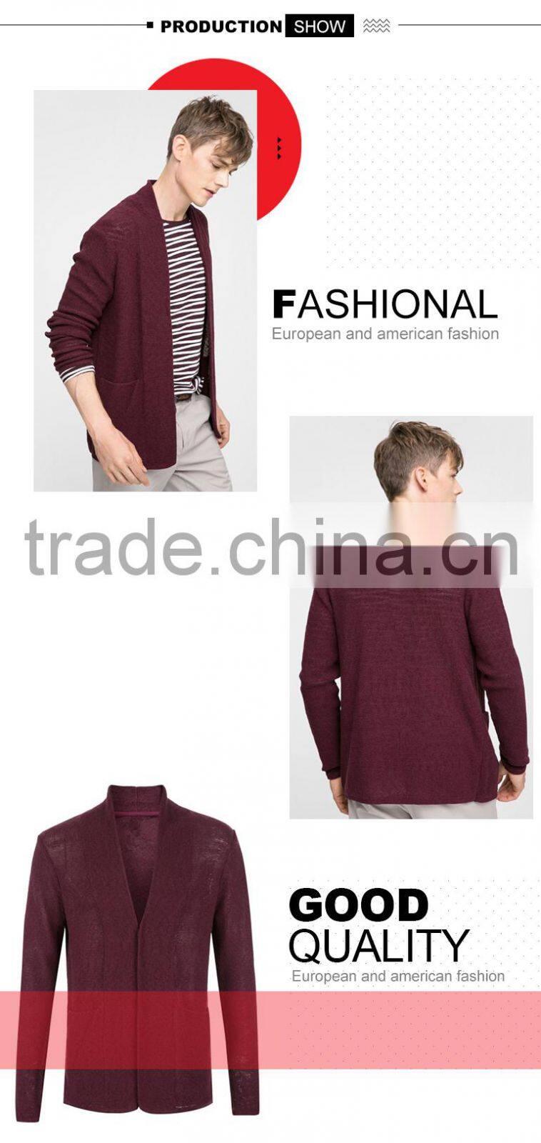 Men's fashionable heavy causal shawl collar knitted cardigan sweate with wholesale price