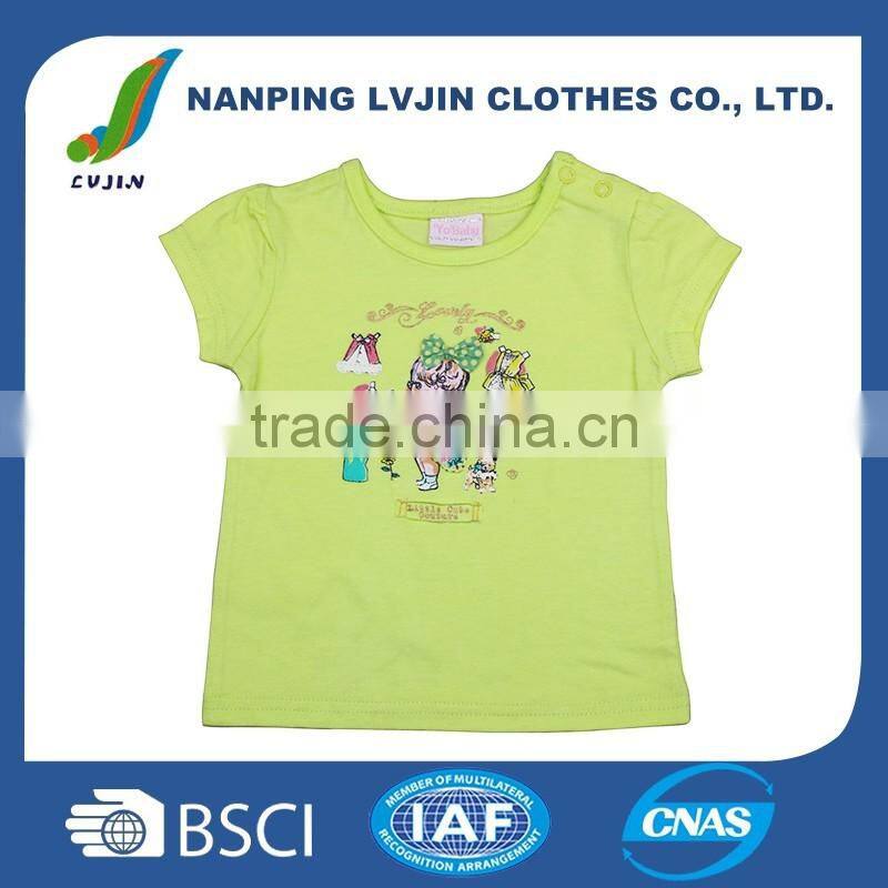 High quality custom print cartoon short sleeve 100% cotton baby girls t-shirt wholesale