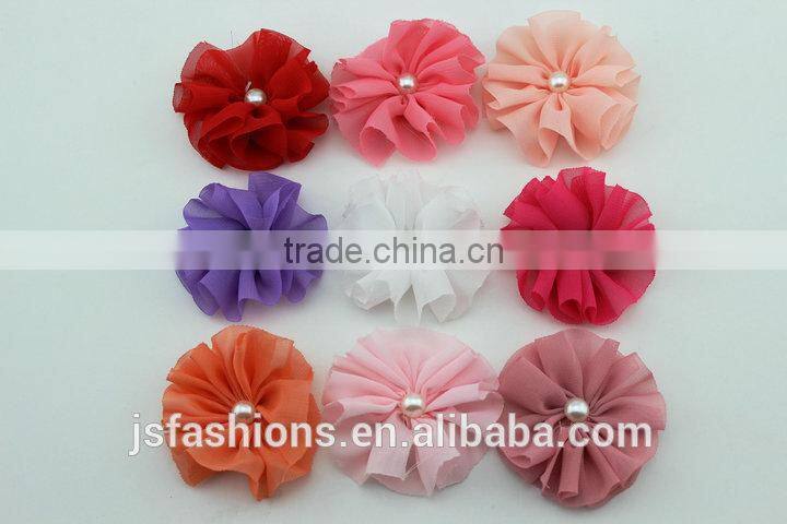 15 colors 5.5 cm fabric floral chiffon flower accessories, hair clip, shoes and garments accessories,DIY crafts flowers