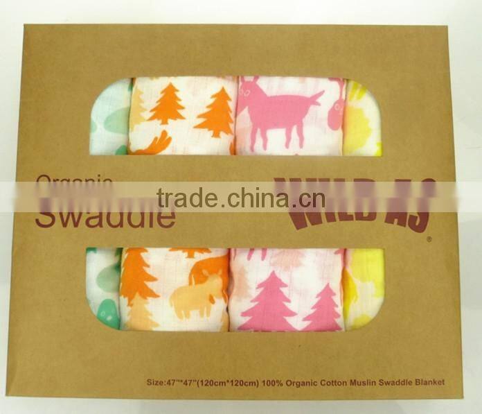 Muslin Swaddle Blankets-Huge 47X47"-Organic-Unisex-Gift Included