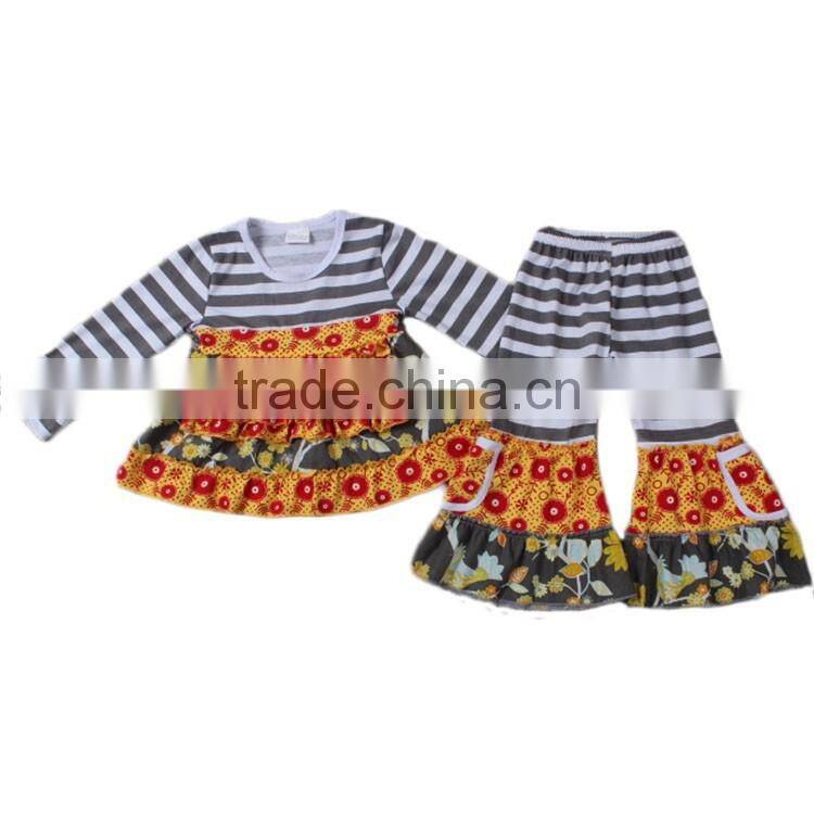 2016 yawoo kids halloween costumes bulk wholesale thurkey peocock applique brown shirt baby girls outfits clothing sets