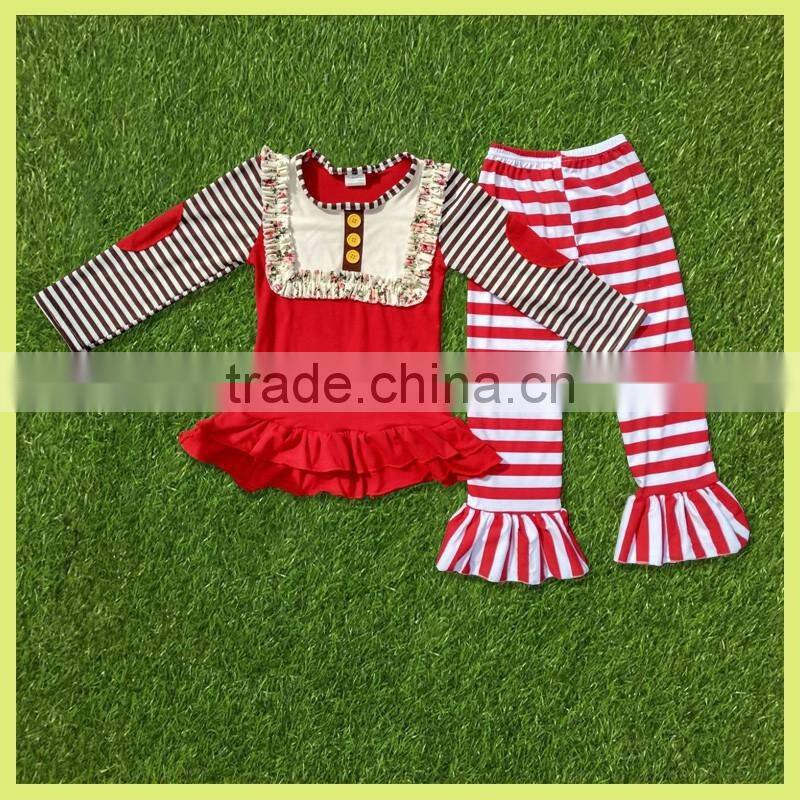 2016 new style Halloween black and orange pumpkin tunic and triple ruffle pant clothing sets bulk wholesale kids fall clothing