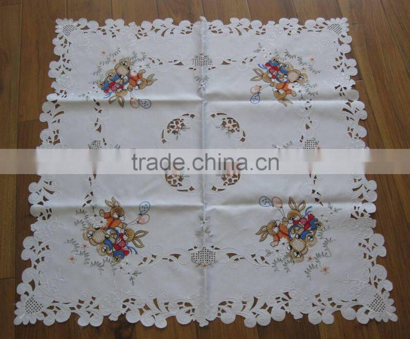 100% Polyester Embroidery Handmade Tablecloth for Easter