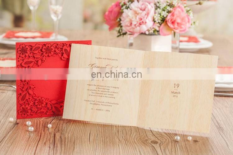 Creative 5280 Chinese Red Flower Laser Cut Wedding Invitation Cards