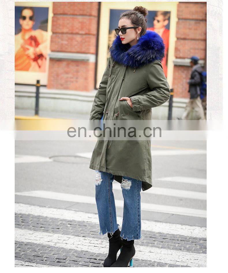 2016 Fashion Chinese Military Great Coat / Hot Sale Parka with Big Raccoon Fur Trim Hood