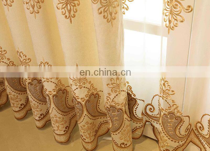 Luxury style fancy embroidery blackout curtain fabric curtains for the bedroom