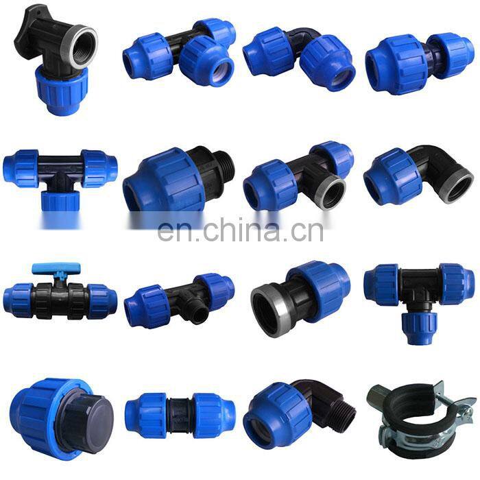 Shanxi Midas Factory price pp pe compression fittings 90 degree tee for irrigation pipe and water supply