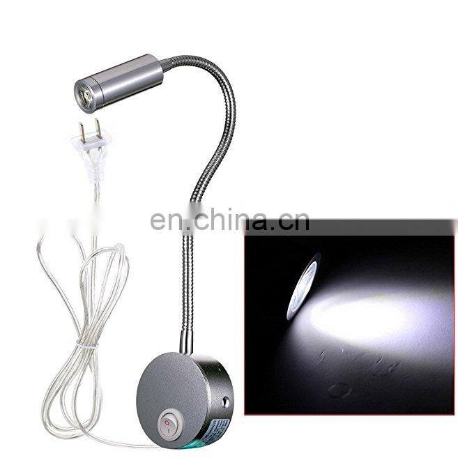 Flexible LED Wall Lamp, 5W Gooseneck Wall Mount Sconce Reading Light with Switch and Plug in Cord for Indoor Room