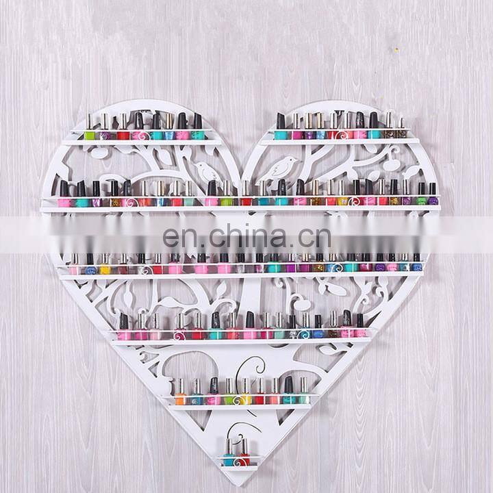 Nail Polish Rack Stand Heart Shaped Wall Shop Racks Solan Manicure Cosmetic Display Shelf Storage Box