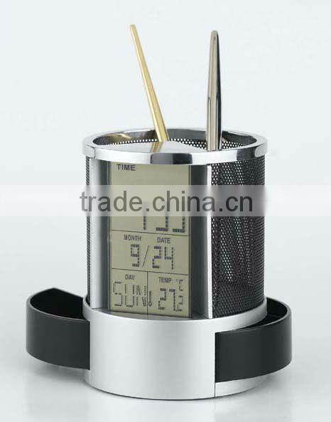 Penholder alarm digital table clcok with LED backlight