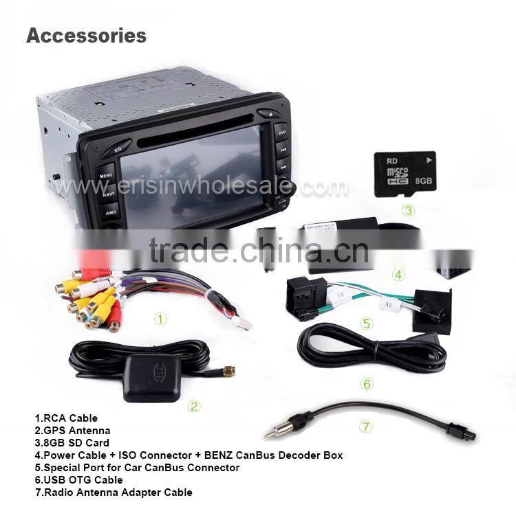 Erisin ES2507B 7" Mercedes Double Din Car DVD Player with GPS 3G WiFi Bluetooth