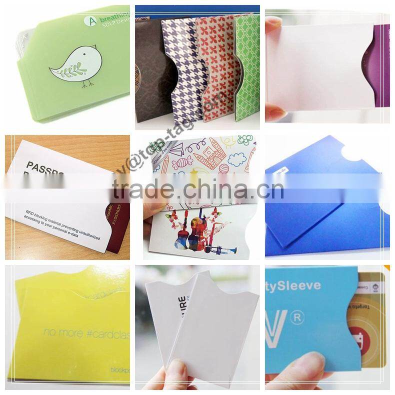 Custom printing scanner guard card sleeve for credit card