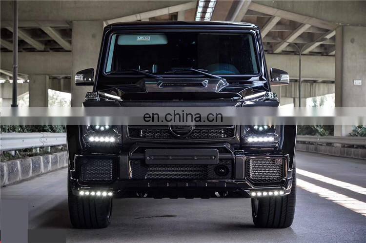G class w463 carbon finber B style with 12 LED lights and B logo front lip fit for G63 G65 carbon finber front skirt spoiler