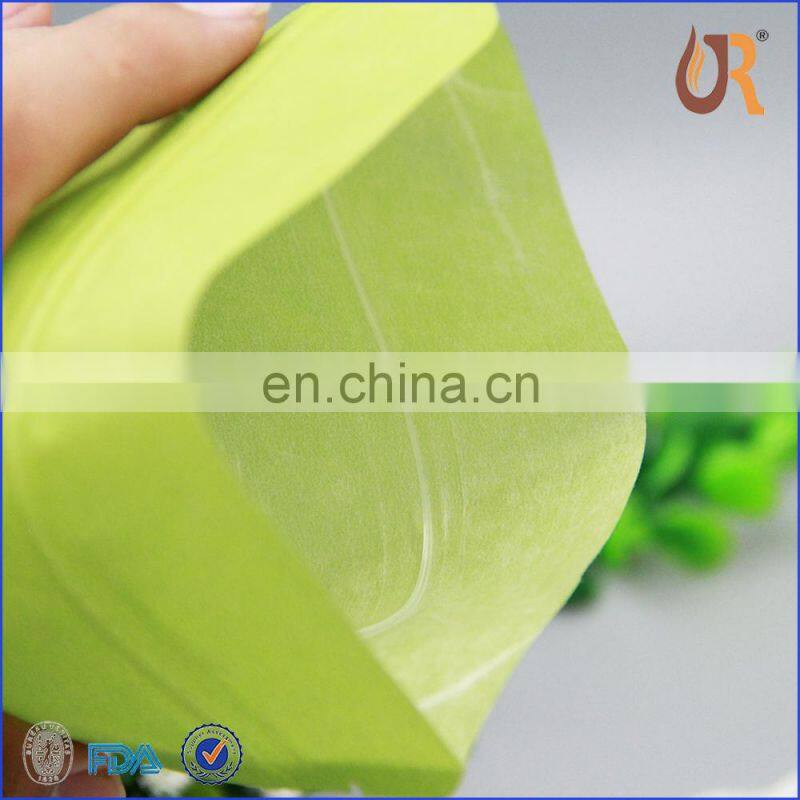 Customized food package stand up pouch green rice paper bag with clear window