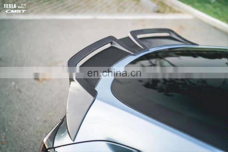 Runde Carbon Fiber Material For Tesla Model Y CMST Style Body Kit Hood Front Lip Side Skirts Rear Lip Spoiler