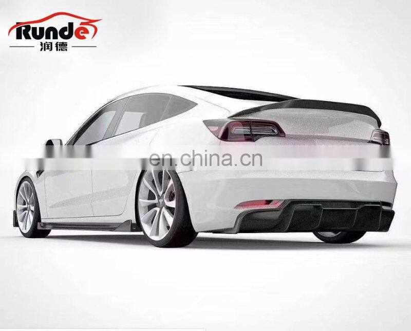 RD New Arrival Vors Style Carbon Fiber Body Kit Front Lip Side Skirts Rear Bumper For Tesla Model 3