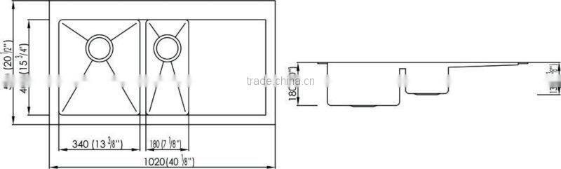 Handmade stainless steel kitchen sink