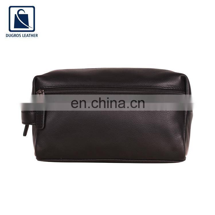 Matching Stitching Anthracite Fitting Zipper Closure Type Unisex Genuine Leather Toiletry Bag