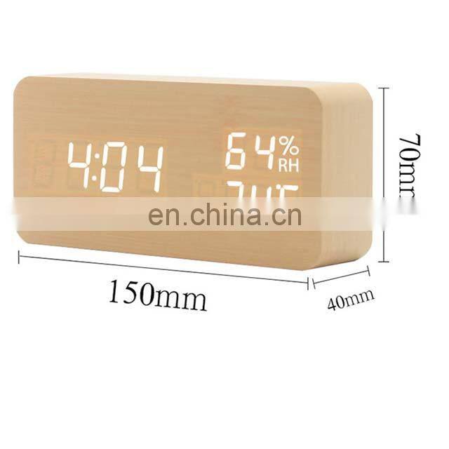 Rectangle Wood Wooden Led Desk Clock