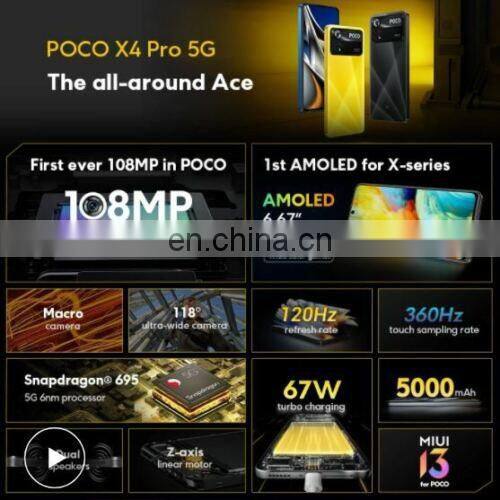 Poco X4 Pro 5G celulares new Pocophone 6.67inch 108MP128GB/256GB 5000mAh battery 67W fast charger X4 Pro Poco phone