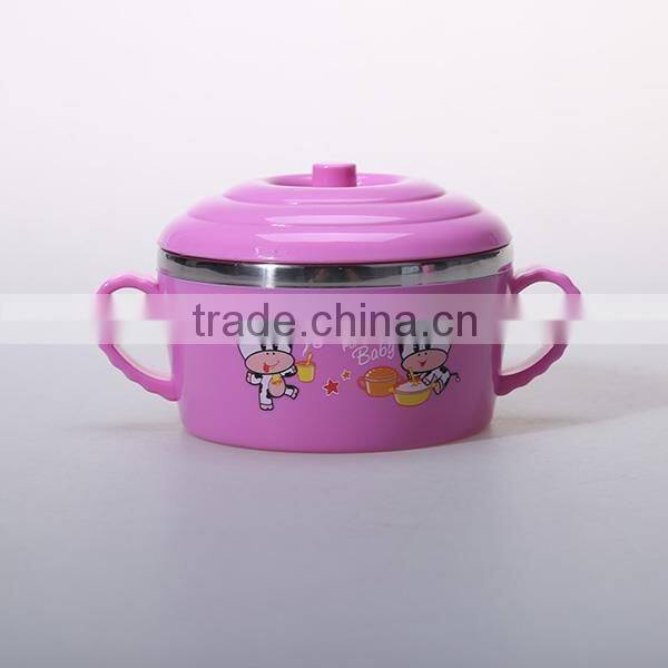 colorful stainless steel bowl with landles and lid