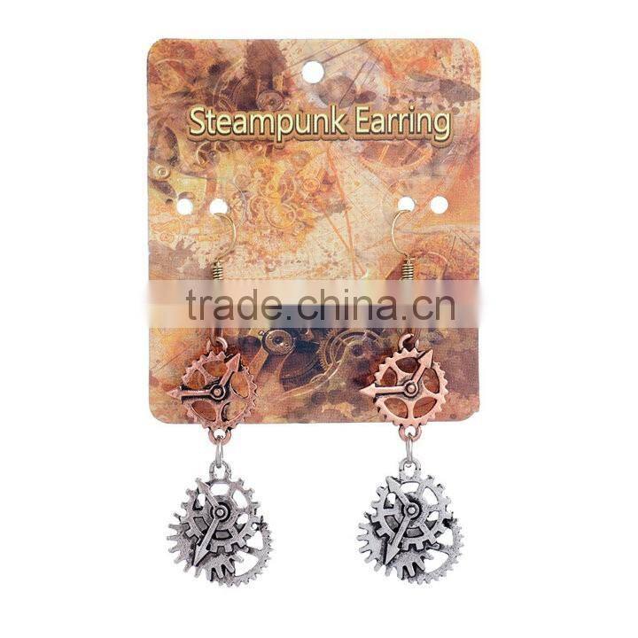 2016 new arrival wheel gear vintage dangle earrings steampunk woman earring