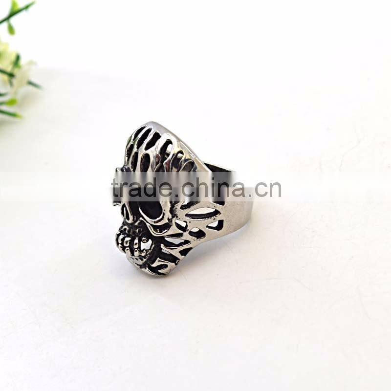 Rocker stainless steel jewelry punk skull rings for men