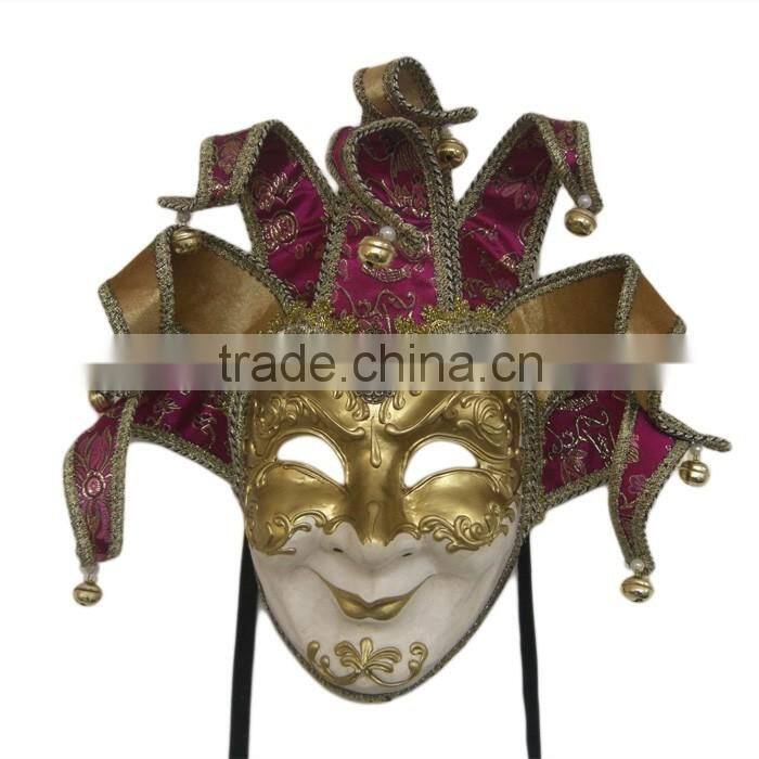 Wholesale Red And Gold Italy Venice Feather Masquerade Mask For Venetian Masked Ball