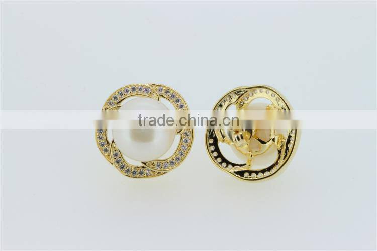 Ladies fashion big pearl earrings designs silver jewelry