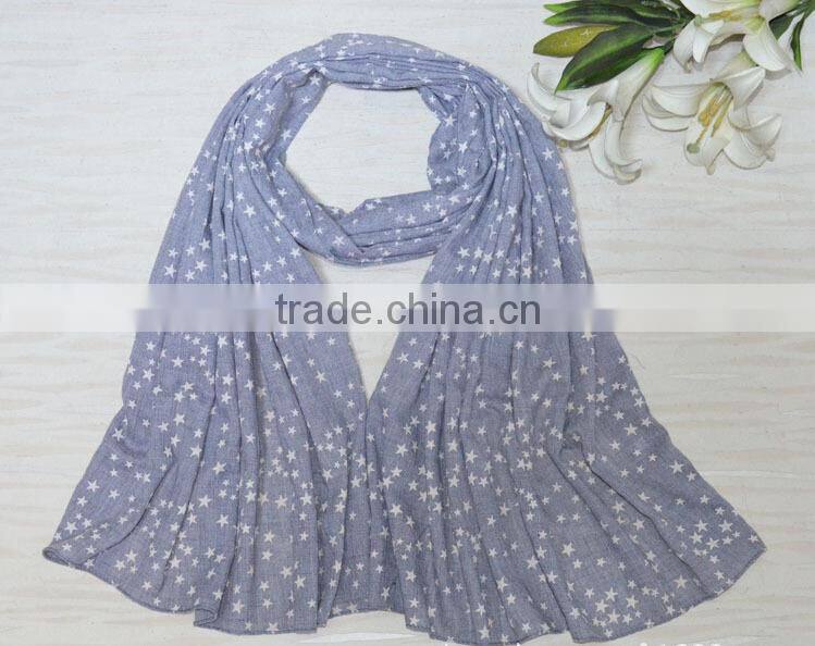 Wholesale Fall Winter Women Fashion Star Printed Cotton Rayon Scarf